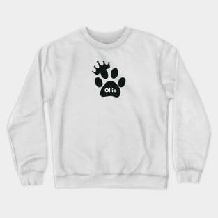 Ollie cat name made of hand drawn paw prints Crewneck Sweatshirt